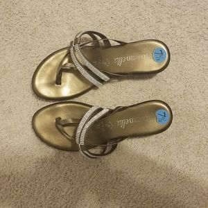 Bronze thong dress sandals